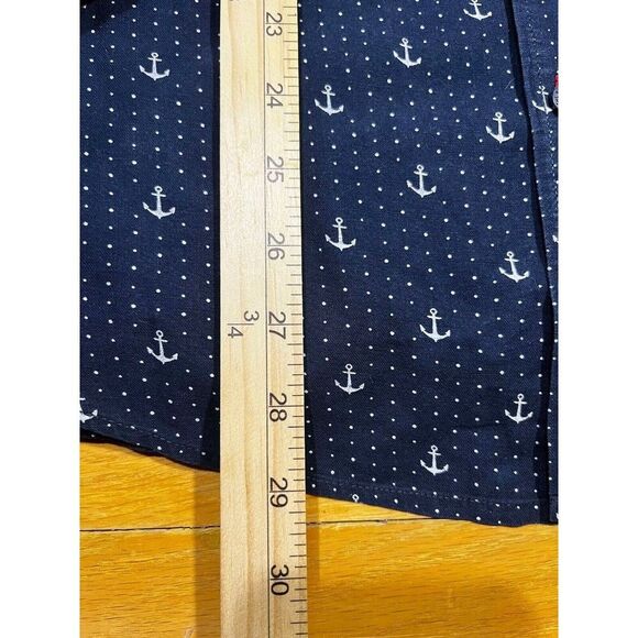 On The Road Shirt Mens XL Button Up Blue Nautical Anchor Print Slim Fit Casual - Picture 7 of 7